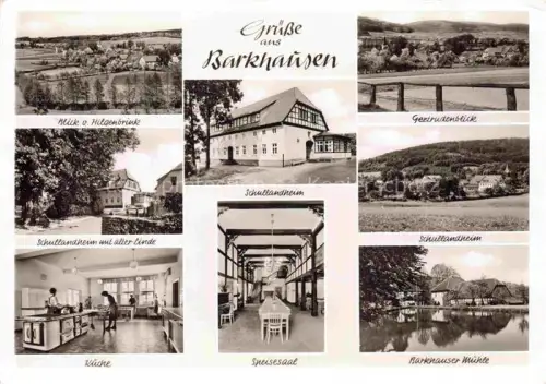 AK / Ansichtskarte Barkhausen Bohmte Bad Essen Niedersachsen Panorama Blick vom Hilgenbrink Schullandheim Alte Linde Kueche Speisesaal Gertrudenblick Muehle