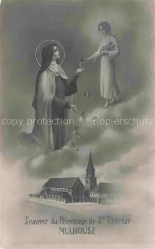 AK / Ansichtskarte MULHOUSE Muehlhausen 68 Alsace Souvenir du Pèlerinage de Sainte Thérèse Kuenstlerkarte