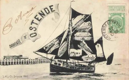 AK / Ansichtskarte OSTENDE Oostende West-Vlaanderen Belgie Segelschiff Kuenstlerkarte