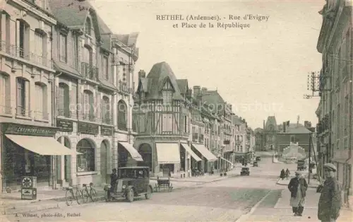 AK / Ansichtskarte RETHEL 08 Ardennes Rue d'Evigny et Place de la République