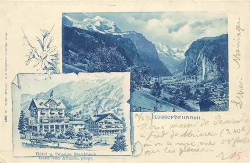 AK / Ansichtskarte Lauterbrunnen BE Gesamtansicht mit Alpenpanorama Hotel Pension Staubbach