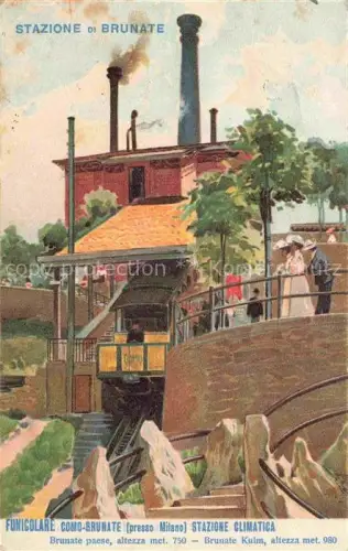AK / Ansichtskarte Brunate Como Lombardia IT Stazione Bahnhof Kuenstlerkarte