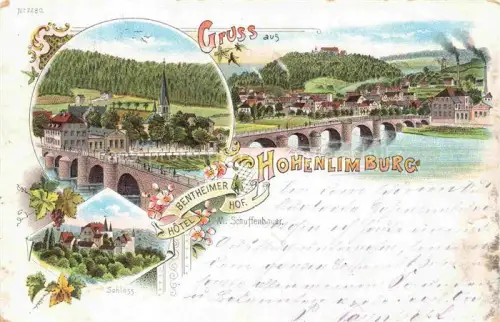 AK / Ansichtskarte Hohenlimburg HAGEN NRW Panorama Bruecke Hotel Bentheimer Hof Litho Deutsche Reichspost