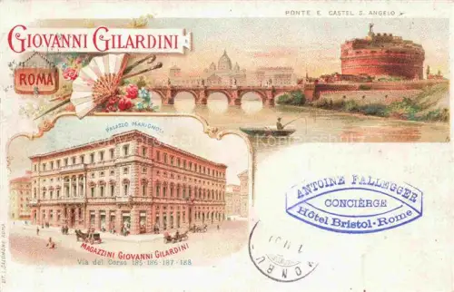 AK / Ansichtskarte ROMA  Rom Lazio IT Ponte e Castel Sant Angelo Palazzo Marignoli Magazzini Giovanni Gilardini Kuenstlerkarte