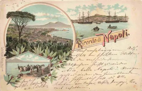 AK / Ansichtskarte NAPOLI Neapel Naples IT Kuestenpanorama Hafen Segelschiffe Strand Litho