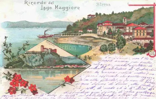 AK / Ansichtskarte Stresa Borromeo Lago Maggiore IT Panorama Strand Angera Litho