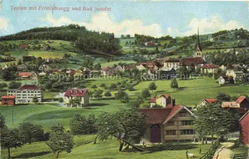 AK / Ansichtskarte Teufen Appenzell AR Ortsansicht mit Kirche Froehlichsegg und Bad Sonder