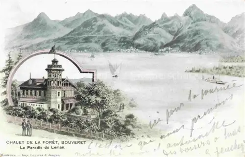 AK / Ansichtskarte Bouveret Le Bouveret Port-Valais Monthey VS Panorama Lac Léman Chalet de la Forêt Kuenstlerkarte