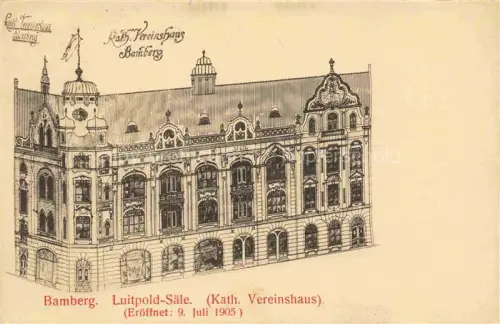 AK / Ansichtskarte BAMBERG Bayern Luitpold-Saele Katholisches Vereinshaus Kuenstlerkarte