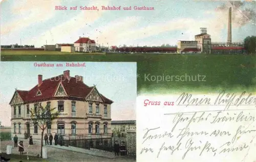 AK / Ansichtskarte Dieskau Kabelsketal Sachsen-Anhalt Schacht Bahnhof Gasthaus