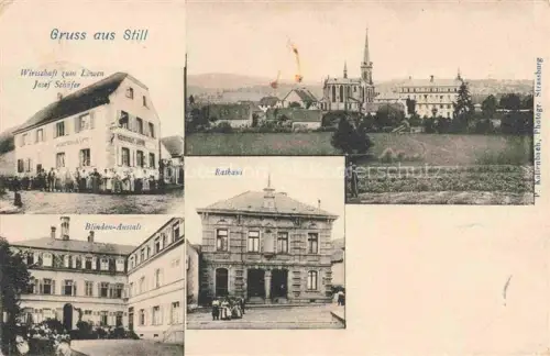 AK / Ansichtskarte Still Molsheim 67 Bas-Rhin Ansicht mit Kirche Wirtschaft zum Loewen Rathaus Blindenanstalt