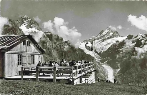 AK / Ansichtskarte Grindelwald BE Berg Restaurant First mit Wetterhorn und Schreckhorn