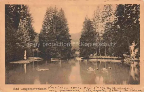 AK / Ansichtskarte Bad Langenschwalbach Hessen Am Kurparkweiher
