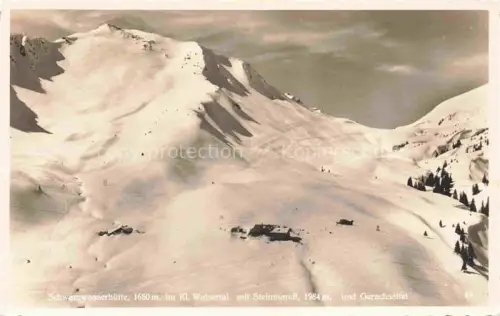 AK / Ansichtskarte Schwarzwasserhuette 1651m Kleines Walsertal Vorarlberg AT mit Steinmandl und Gerachsattel