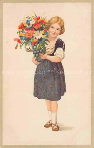 AK / Ansichtskarte Trachten Maedchen Blumenstrauss Litho B Dondorf 