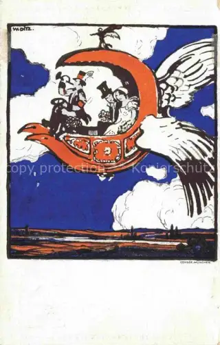 AK / Ansichtskarte MueNCHEN  Bayern Zur Foerderung der Luftfahrt und Jugend-Fuersorge-Verband Prinz Ludwig von Bayern Flugpostkarte W. Ditz Kuenstlerkarte