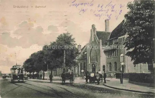 AK / Ansichtskarte Graudenz GRUDZIADZ Westpreussen PL Bahnhof Strassenbahn