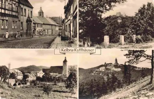 AK / Ansichtskarte Kelbra Kyffhaeuser Dorfstrasse Kirche Denkmal Park