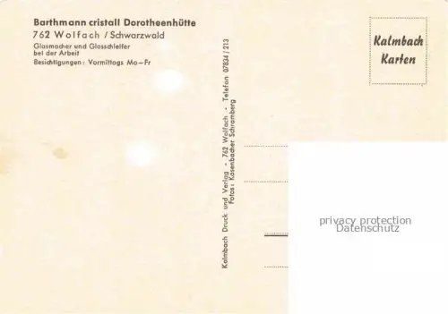AK / Ansichtskarte Wolfach Schwarzwald Dorotheenhuette Barthmann cristall Glasmacher und Glasschleifer bei der Arbeit
