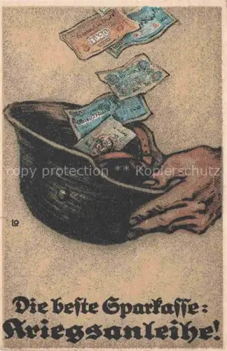 AK / Ansichtskarte Kriegsanleihe Politik Militaria Geld Stahlhelm 