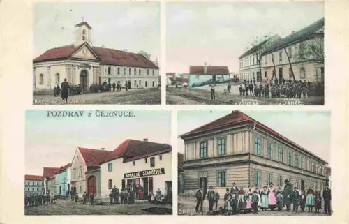 AK / Ansichtskarte Cernuc Kralupy nad Vltavou CZ Motive Ortszentrum Kirche Schule