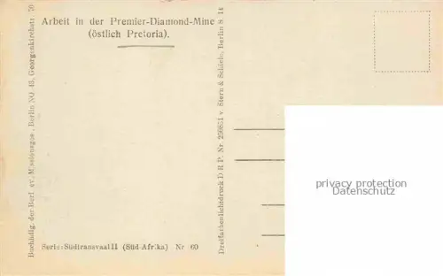 AK / Ansichtskarte Pretoria Gauteng RSA Arbeit in der Premier-Diamond-Mine Serie Suedtransvaal II Sued-Afrika Nr. 60