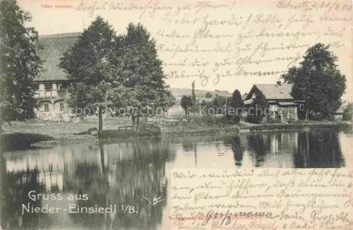 AK / Ansichtskarte Nieder-Einsiedel Dolny Poustevna DECIN Boehmen CZ Altes Gericht Partie am Wasser