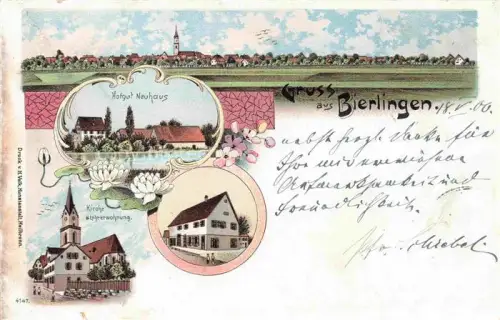 AK / Ansichtskarte Bierlingen Starzach Tuebingen BW Panorama Hofgut Neuhaus Kirche Lehrerwohnung Litho