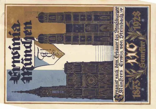 AK / Ansichtskarte MueNCHEN  Bayern Erwinia Muenchen genannt nach der Erbauer des Strassburger Muensters Erwin von Steinbach Studentika Kuenstlerkarte