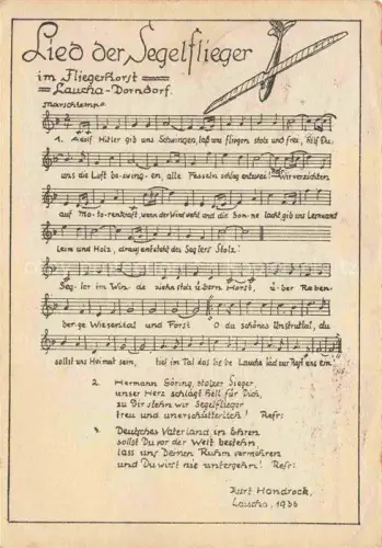 AK / Ansichtskarte Dorndorf Laucha Unstrut Burgenlandkreis Sachsen-Anhalt Lied der Segelflieger im Fliegerhorst Noten