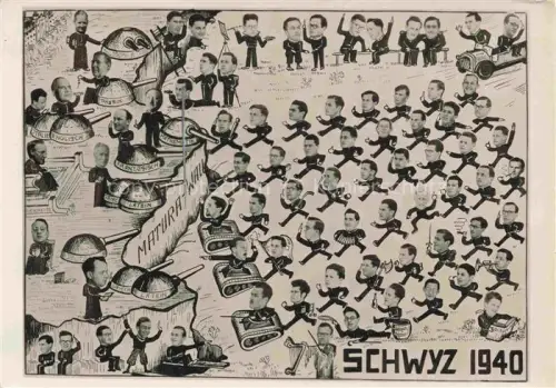 AK / Ansichtskarte SCHWYZ SZ Natura-Wall Kuenstlerkarte