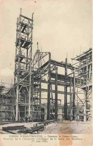 AK / Ansichtskarte Gennevilliers Nanterre 92 Hauts-de-Seine Union d'Electricité Montage de la Charpente métallique de la Salle des Machines Juin 1921