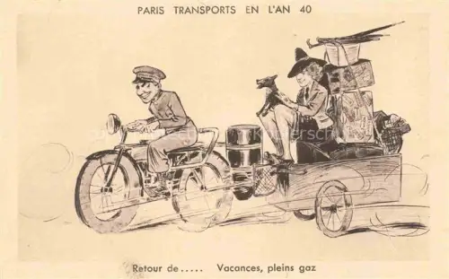 AK / Ansichtskarte PARIS 75 Transports en l'an 40 Retour de vacances Kuenstlerkarte
