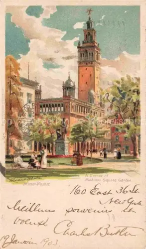 AK / Ansichtskarte NEW YORK City USA Madison Square Garden Kuenstlerkarte
