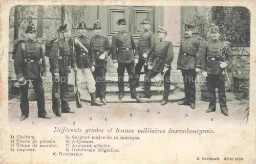 AK / Ansichtskarte LUXEMBOURG  Luxemburg Différents grades et tenues militaires luxembourgeois