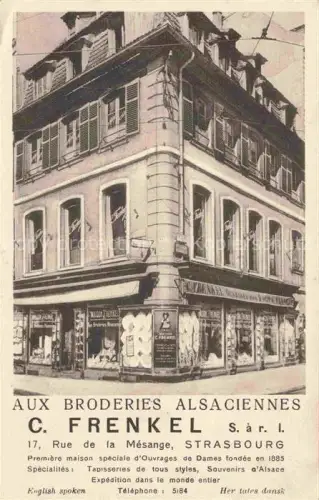 AK / Ansichtskarte Strasbourg  Strassburg 67 Bas-Rhin Broderies Alsaciennes C. Frenkel Maison d'Ouvrages de Dames