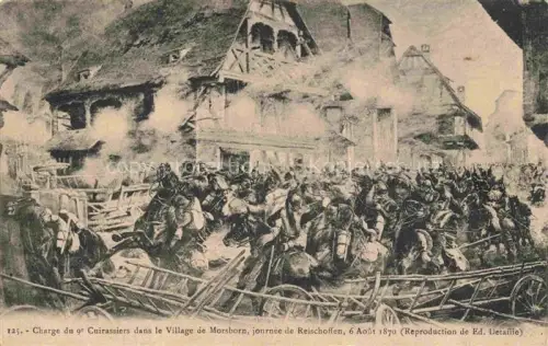 AK / Ansichtskarte Morsborn Morsbronn-les-Bains Bad 67 Bas-Rhin Charge du 9e Cuirassiers dans le Village de Morsborn journee de Reischoffen 6 Aout 1870