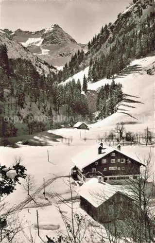 AK / Ansichtskarte HINDELANG Oberallgaeu Bayern Giebelhaus mit Wiedemerkopf