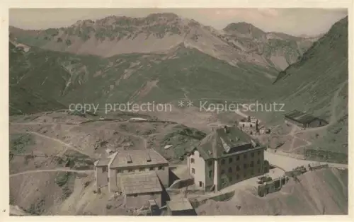 AK / Ansichtskarte Stelvio Passo dello Stelvio 2750m Stilfserjochpass IT Albergo Passo Stelvio Col Piz Umbrail Fliegeraufnahme