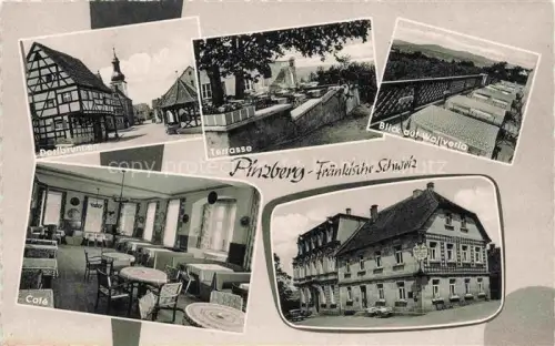 AK / Ansichtskarte Pinzberg Forchheim Bayern Dorfbrunnen Hotel Restaurant Café Terrasse Blick auf Wallverla