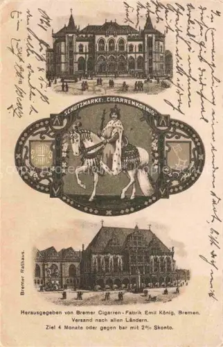 AK / Ansichtskarte BREMEN Bremer Boerse Schutzmarke Cigarrenkoenig Rathaus Sondermarke VIII. Deutsches Saengerbundesfest