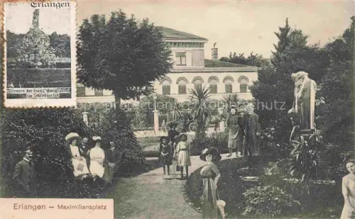 AK / Ansichtskarte ERLANGEN Maximiliansplatz Brunnen der franzoesischen Emigraten im Schlossgarten