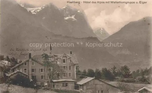 AK / Ansichtskarte Hasliberg Bruenig BE Hôtel des Alpes mit Wetterhorngruppe und Eiger Berner Alpen