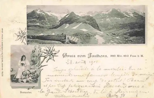 AK / Ansichtskarte Faulhorn 2683m Grindelwald BE Gebirgspanorama Bernoise Costumes