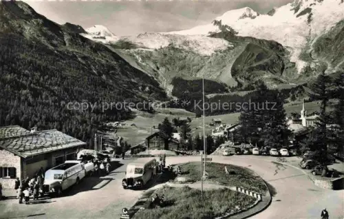 AK / Ansichtskarte Saas-Fee VISP VS Strassenterminus mit Fee-Gletscher Allalinhorn Alphubel Walliser Alpen
