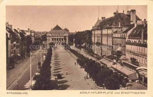 AK / Ansichtskarte Strassburg  Strasbourg 67 Bas-Rhin Platz Zentrum und Stadttheater