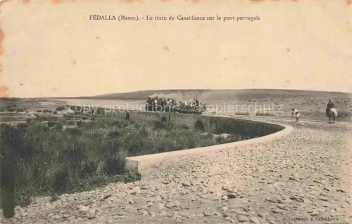 AK / Ansichtskarte Fedalla Mohammedia Mohammeda Maroc Train de Casablanca sur le pont portugais
