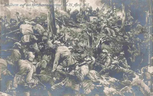 AK / Ansichtskarte Hartmannsweilerkopf Hartmannsweillerkopf 68 Haut-Rhin Der Sturm auf den Hartmannsweilerkopf 25. April 1915 Kuenstlerkarte