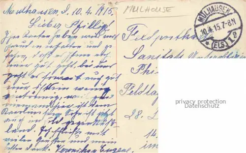 AK / Ansichtskarte Muelhausen Elsass Parade Dragonerkaserne No. 22 Erinnerung an die Einweihung des Prinz Karl-Denkmal Feldpost