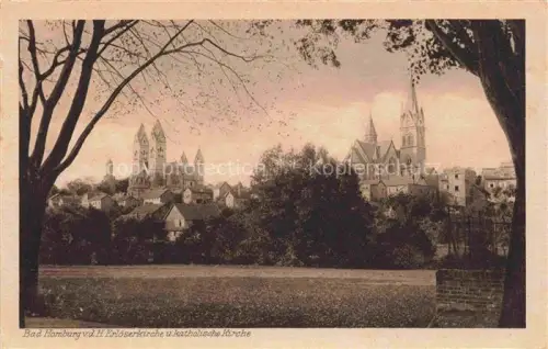 AK / Ansichtskarte BAD HOMBURG von der Hoehe Hessen Erloeserkirche und Kath Kirche